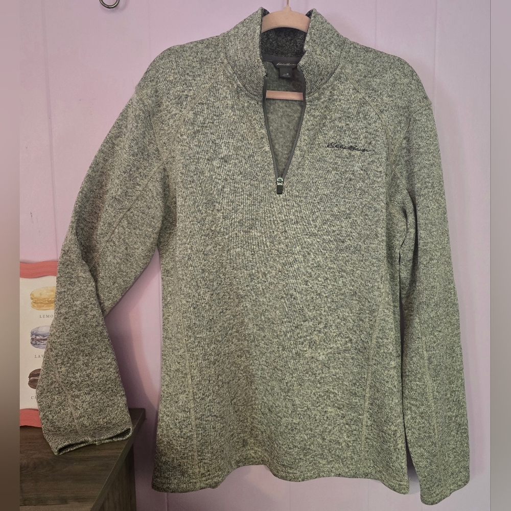 Eddie Bauer Heather Gray Quarter Zip Sweater